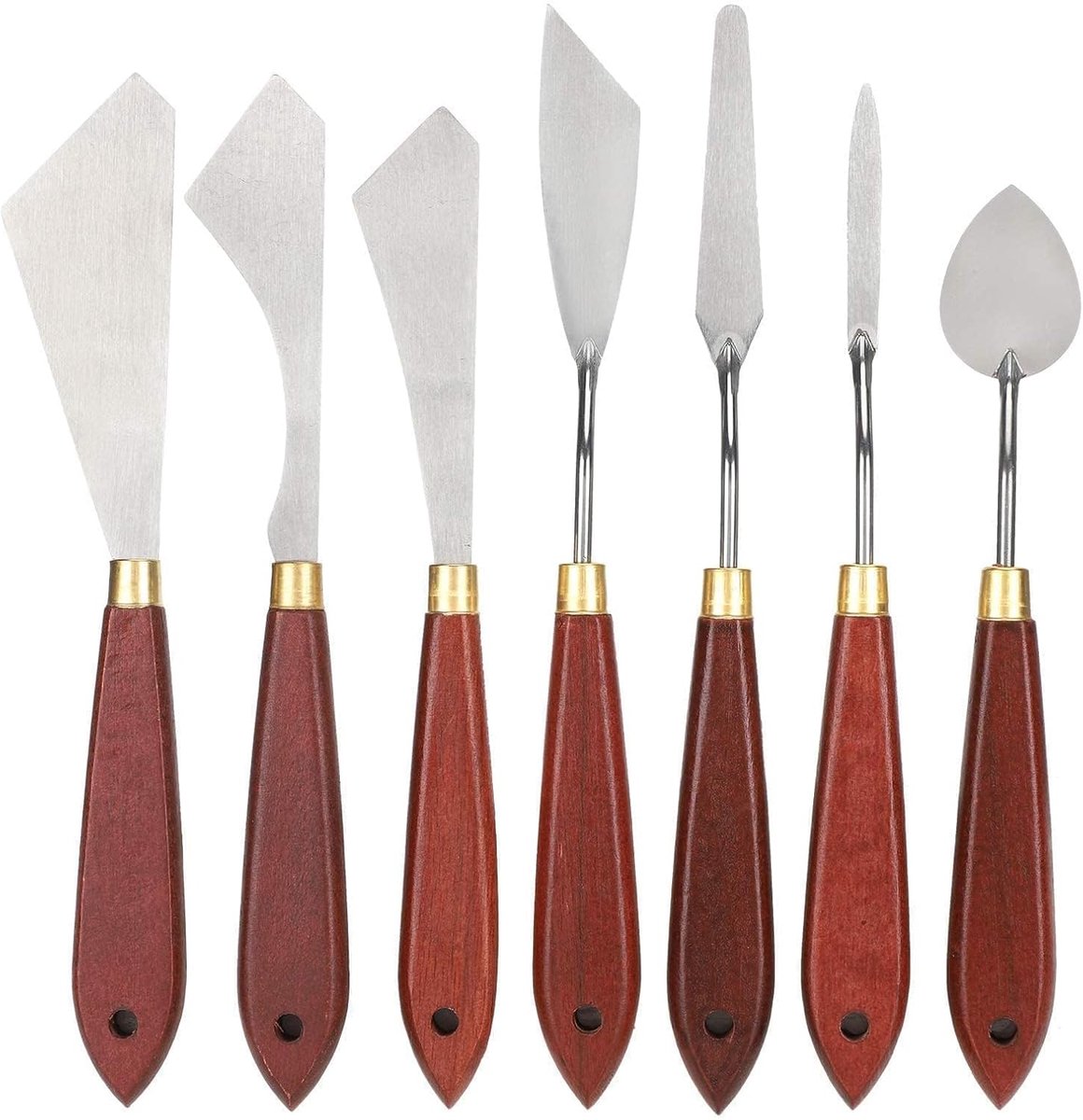 7 roestvrijstalen schildersspatels, palletmessen, mengtools, verfmengers, werktuigen voor olieverf en acryl, set voor professionele kunstenaars voor kunstwerken