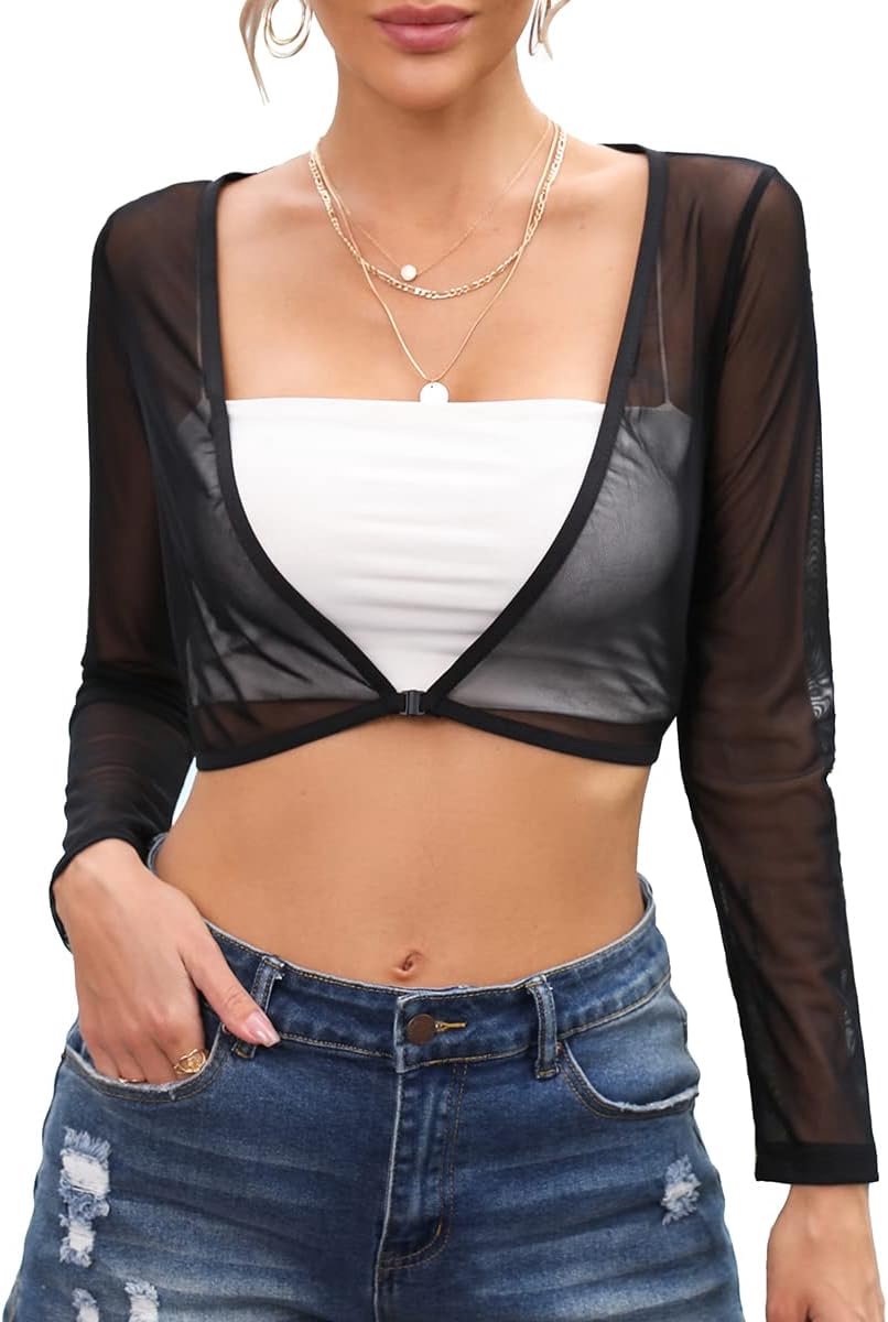 Damesvest met 3/4 mouwen, chique topjes, sexy kanten voering, voor jurken, bruiloften, strandkleding, badpakken
