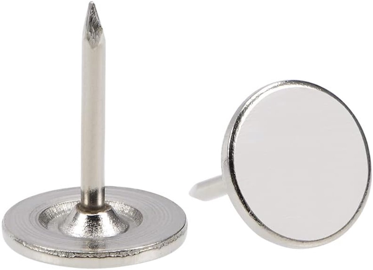 sourcing map 25 stuks. Gestoffeerde nagels punaises 11 mm x 15 mm platte kopnagels Pins zilverkleur 11mm x 15mm, 150pieces
