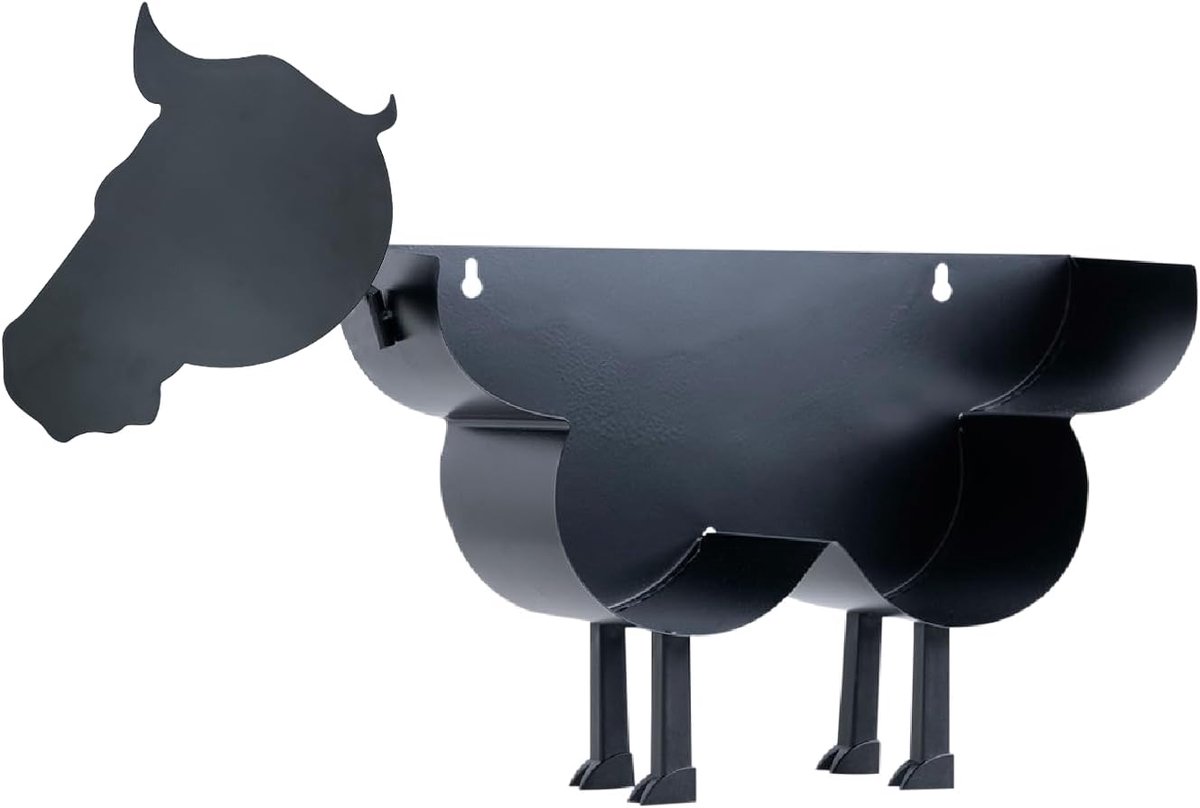 Vrijstaand - WC Papier Houder Hangend - Wandhouder - Paard - Toiletrolhouder Dieren - Zwart