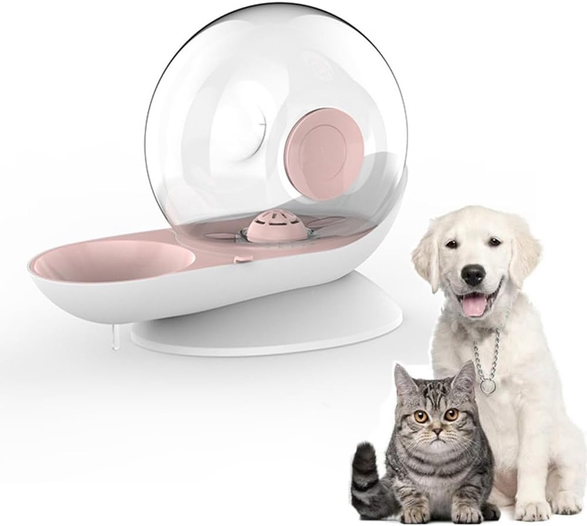 Waterfontein voor katten en honden, 2,8 l, automatische waterfontein voor huisdieren met filter, drinkbak, automatische feeder, groot volume (roze, L)