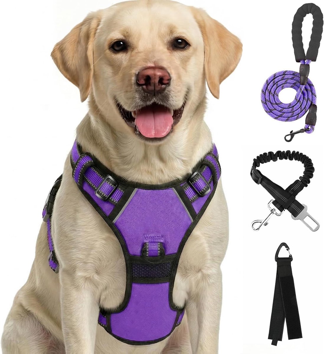 hondentuig, tuig voor honden, borsttuig, anti-trektuig grote honden, trainingshalsband, ademend looptuig voor het uitlaten