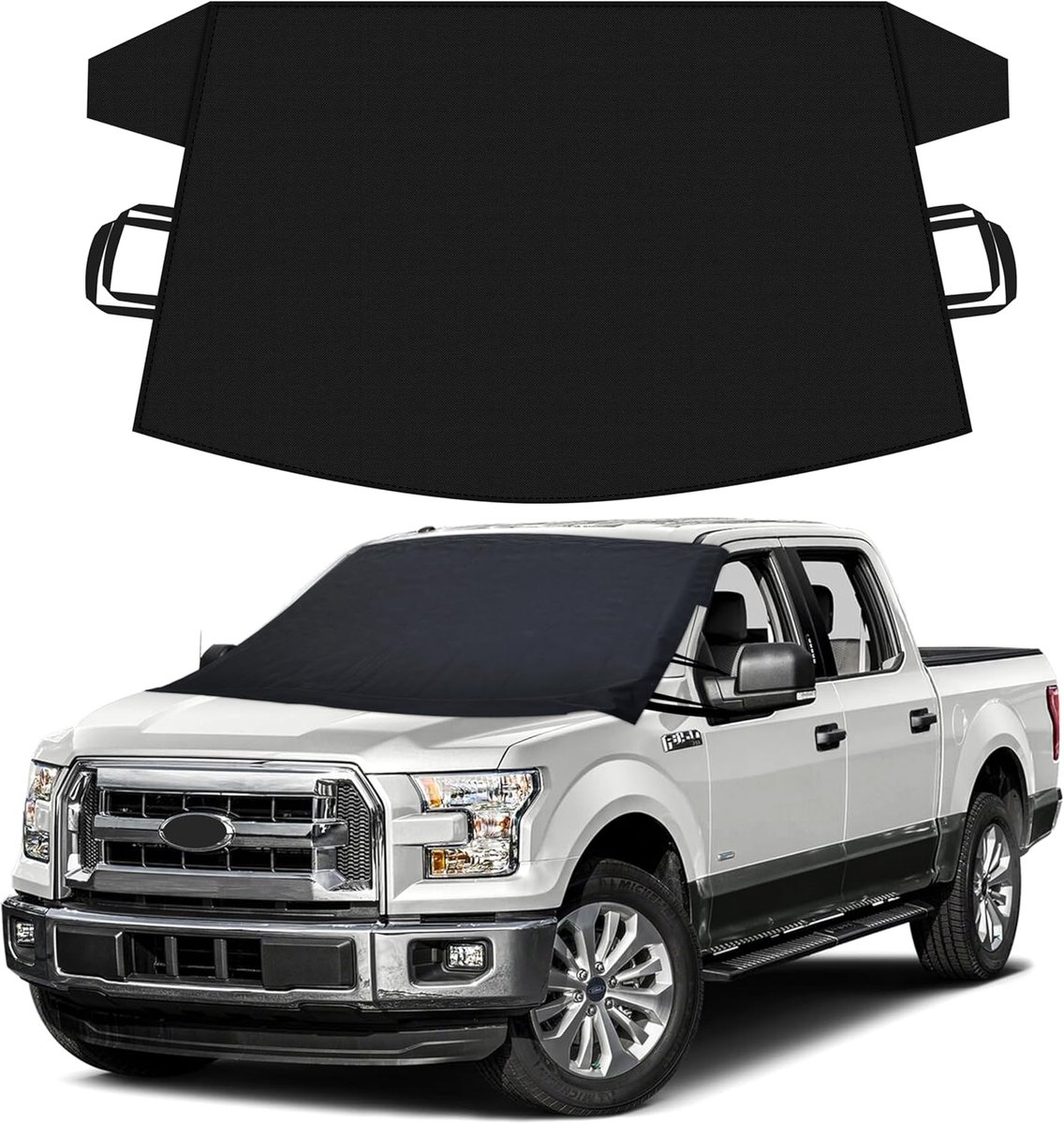 Auto voorruit cover voor ijs en sneeuw | Polyester stof winter voorruit sneeuw cover | Voorruit Vorst Cover geeft bescherming en bescherming tegen sneeuw | Winter auto accessoires (74" x 43")