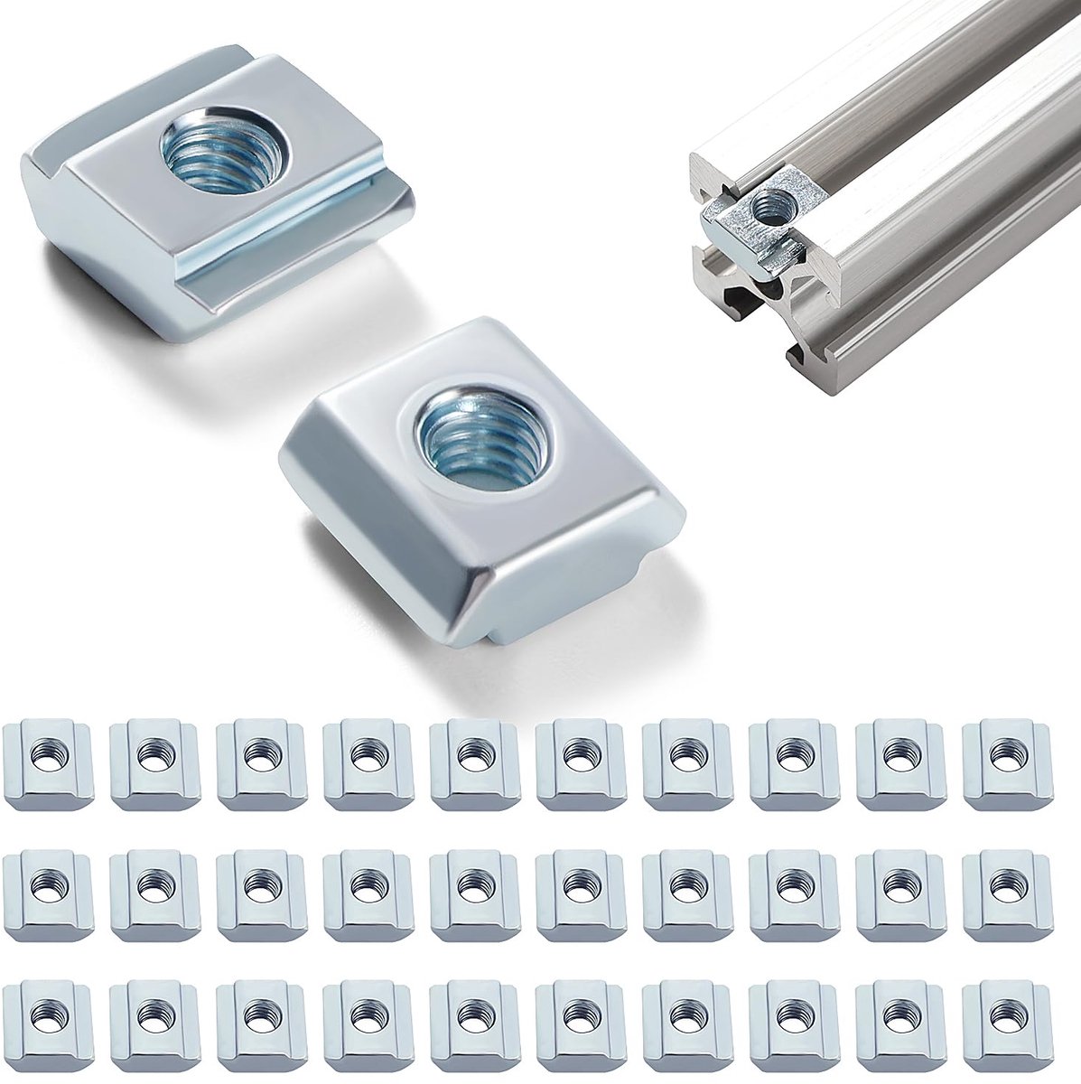 30 Stuks 20 Series M4 T Slot Moer, T-Track Schuifmoeren, T-Slot Hamerkopmoer, voor 6 mm Slot 2020 2040 2060 Aluminium Extrusie Profiel