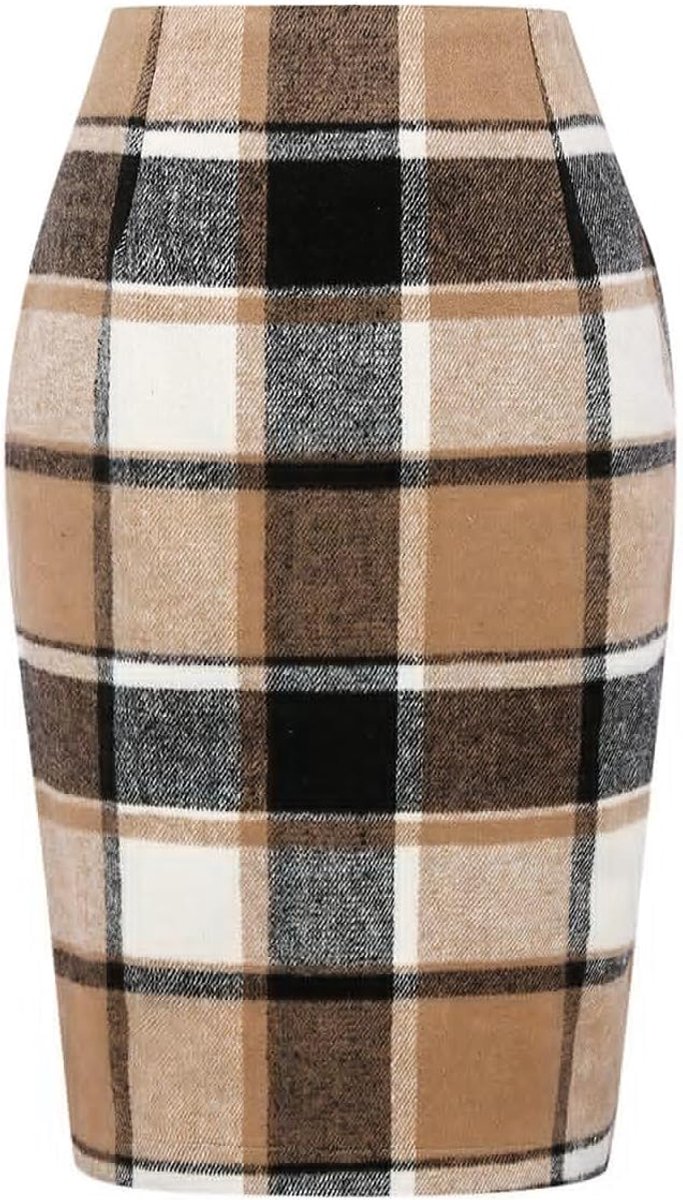 Rokken voor vrouwen, herfst en winter, knielengte, potloodmodel, wollen rok met split