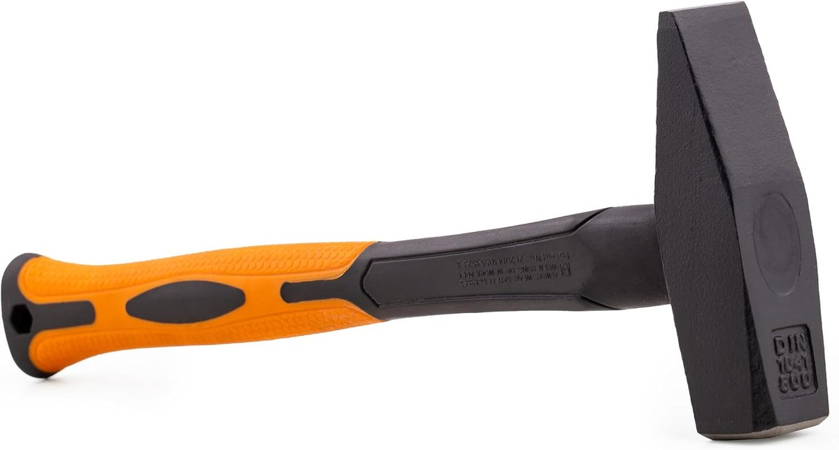 Slotenmaker hamer met 2K glasvezel steel - ingenieurhamer 800 g hoofdgewicht - gesmede stalen kop - steel van robuust glasvezel - DIN 1041 - slotenmaker gereedschap
