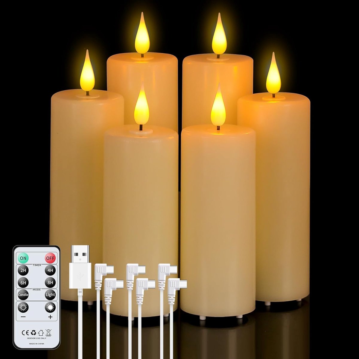 Speed 6 ledkaarsen, oplaadbaar, met afstandsbediening (12 cm/14 cm/16 cm), dimbare ledkaarsen, vlamloze kaarsen voor feest, decoratie van huis, camping, bruiloften