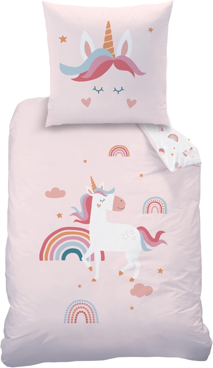 Kinderbeddengoedset - 2-delig, eenhoorn dekbed 135 x 200 cm, kussensloop 80 x 80 cm (eenhoorn)