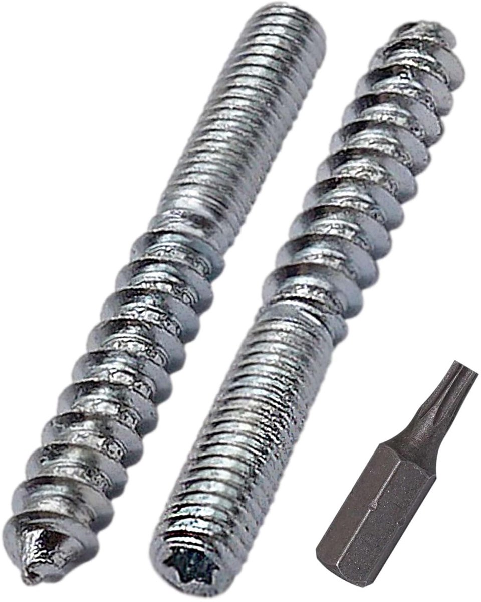 Stokschroeven M6 x 50 mm, plugschroeven met dubbele draad, dubbele kopbouten
