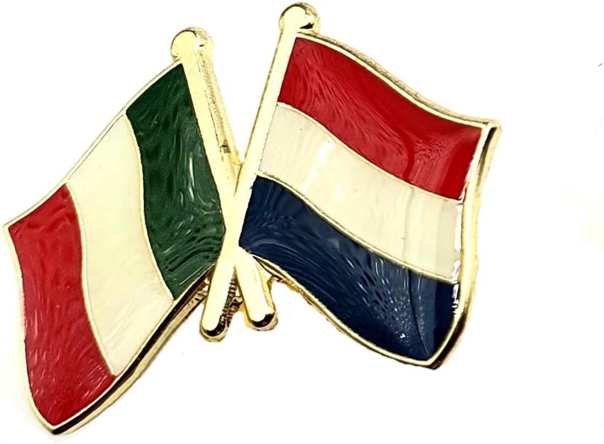 Nederland Italië Italiaanse EU Vriendschap Metalen Emaille Land Vlaggen Pin Badge, Metaal