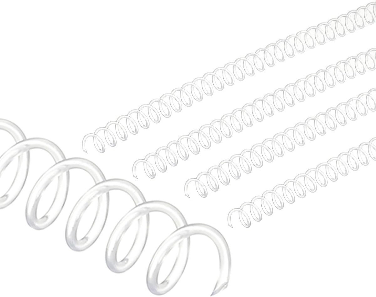 10mm (3/8") Plastic Spiraalbindende Spoelen, 20 Stks Bindspiralen 75 Vel Capaciteit 3:1 Pitch Binding Spiralen voor het Binden van Papieren Vellen, Transparant