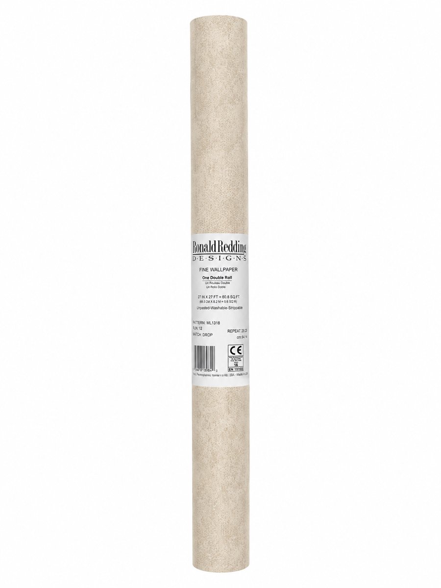 Ronald Redding Fine Wallpaper – Beige Textuur Behang – Luxe Zandkleur – 68,5 cm x 8,2 m – Afwasbaar – Strippable