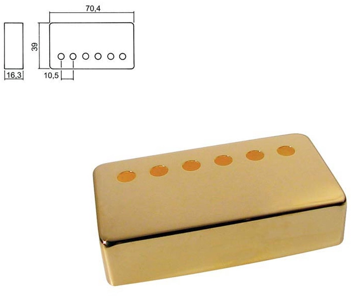 Boston HPC-20-GGF pickup cover, humbucker, pitch=9,8mm, hals positie, metaal goud