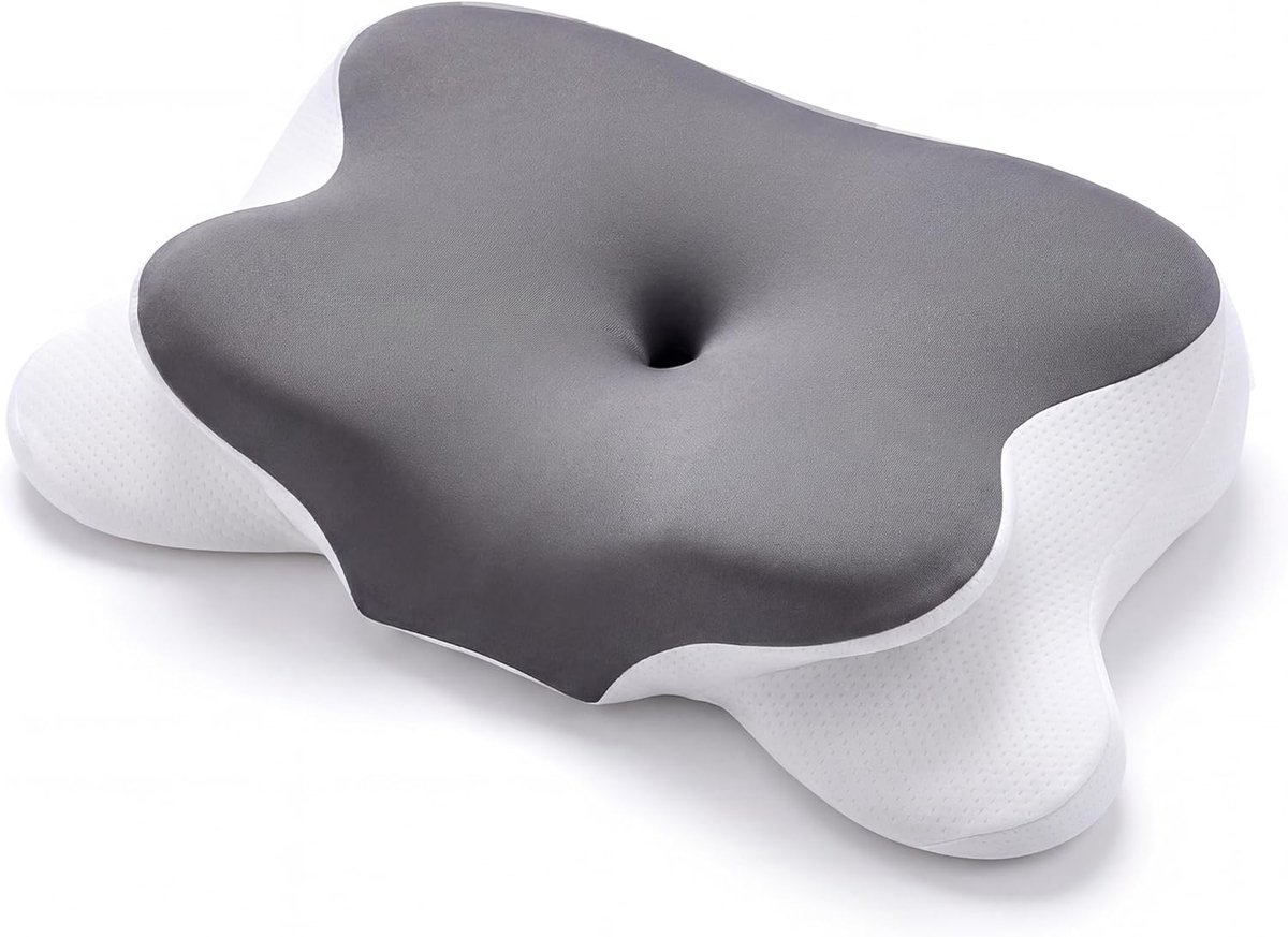 Neck Pillow Ergonomisch - Memory Foam - Ademend Hoes - Ondersteunt Nacken voor Slaap - SnelShoppen