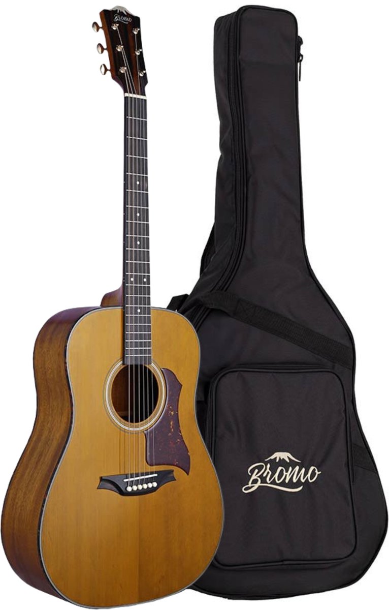 Bromo BAN1V Denali Series Dreadnought Massief Bovenblad Akoestische Gitaar natural Hoogglans met Tas