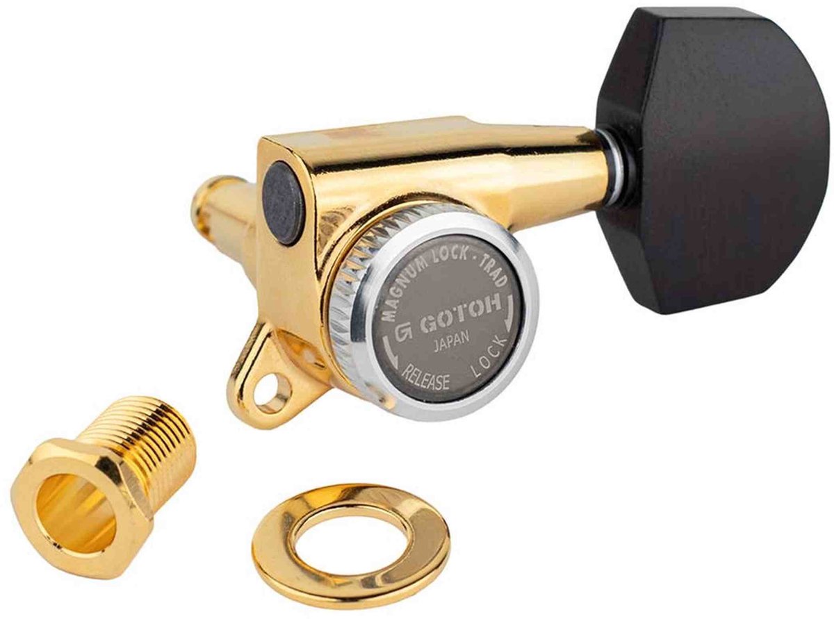 Gotoh GTH14146 SG381 stemmechanieken met Magnum Lock Trad and EN01 knoppen, 3L3R, goud