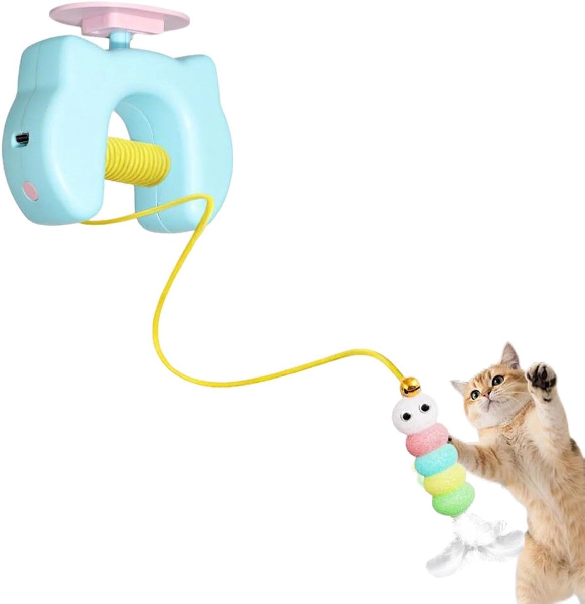 KZQ Kattenspeelgoed - Automatische deurhanger met bal, interactief elektronisch speeltje - Voor binnenkatten, training en jachtspel - Stevig, duurzaam, veilig