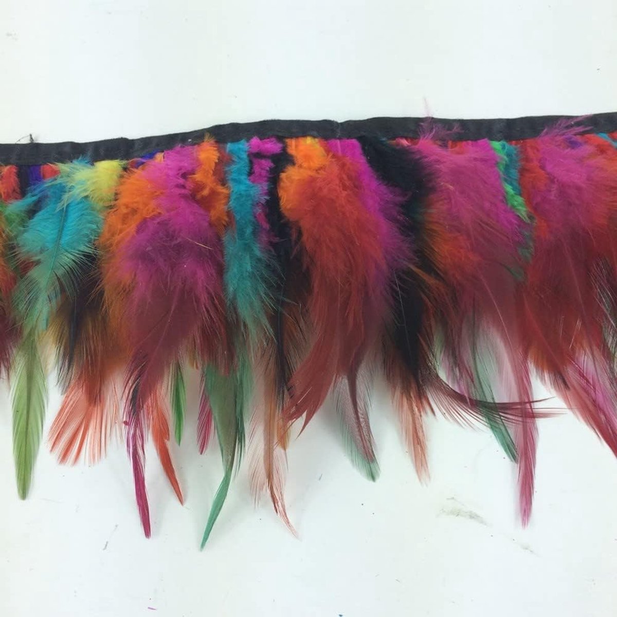 2 Yards Natuurlijke Haan Hackle Veer Trim Fringe 4-6 "in Breedte Jurk DIY Decoratie (Kleurrijk)