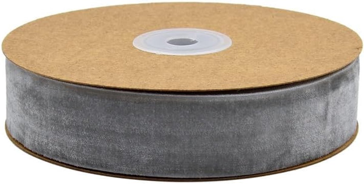 lint 10 m x 2,5 cm breed fluwelen cadeaulint fluwelen boord lint sierlint verpakkingslint voor haaraccessoires krans decoratie DIY strik bruiloft tafeldecoratie grijs 1 rol