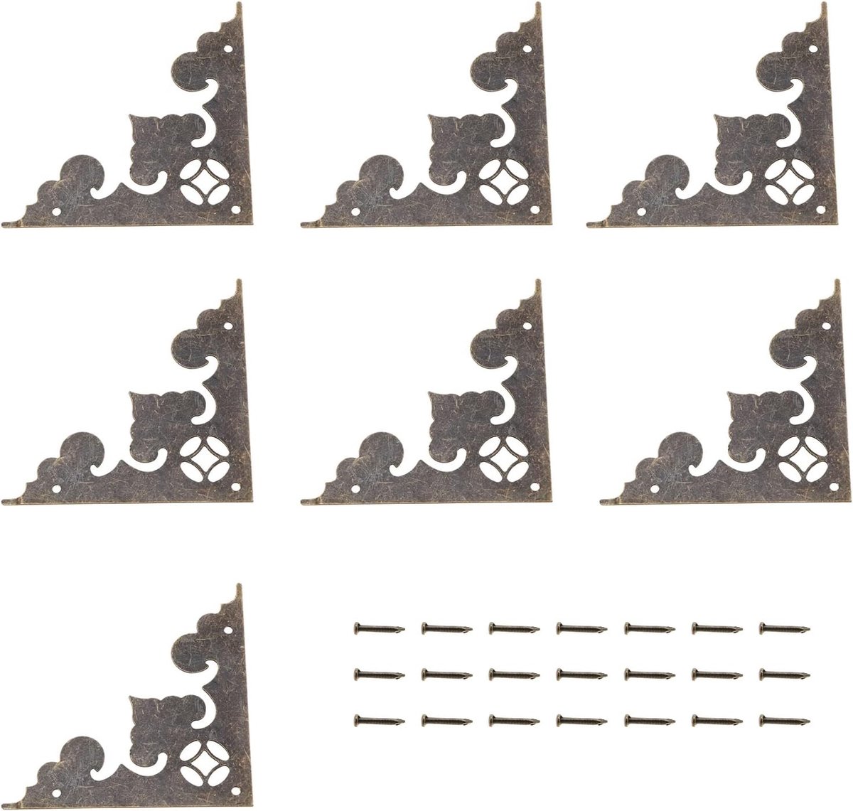 24Pcs Hoek Protector Vintage Metalen Antieke Decoratieve Doos Hoek Protector Antieke Doos Hoek Decoratie Driehoek Doos Hoek Decoratieve Cover Guard Accessoires