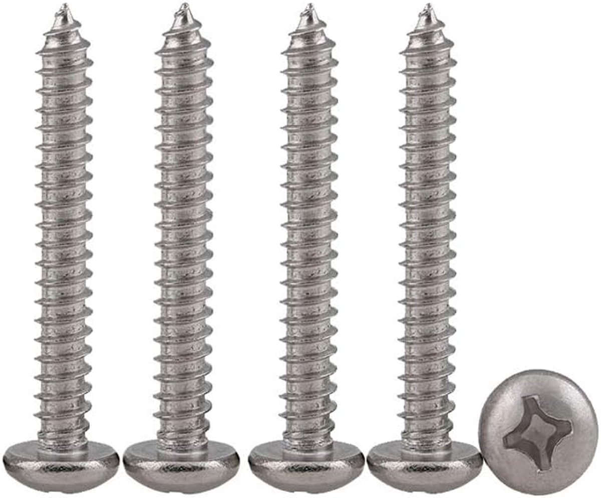 100 Stks Phillips Pan Head Schroeven 304 Rvs Zelfborende Schroeven Zelfborende Houten Schroeven Standaard Kruisgroef Volledige Draad Houtbewerking Bevestigingsmiddel M3 X 20