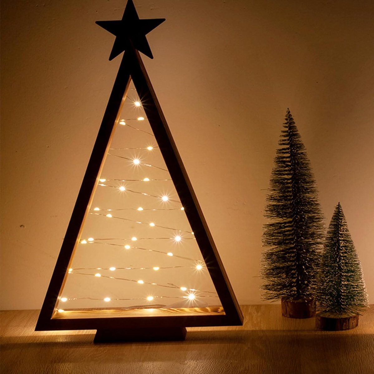 Bomen met verlichting, led-houten kerstboom, kerstverlichting, boomverlichting, kerstdecoratie voor woonkamer, eetkamer (39,5 x 24 cm)