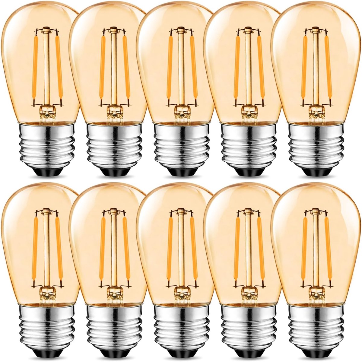 E27, led, warmwit, 2 W, vervangt 15 watt gloeilampen, ledlamp 2700 K, ST45 vintage gloeilamp voor buiten, reservelamp, Edison retro nachtlampje, 220 V, niet dimbaar, 10 stuks