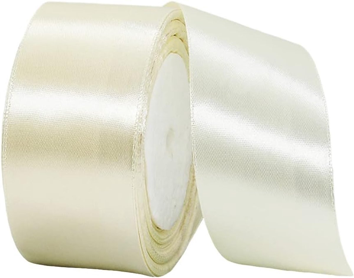 40 mm breed dik ivoren lint voor geschenkverpakking, 22 m 1,5 inch grote stoffen satijnen lint witte strik voor geschenkverpakking, linten voor knutselen, haar, boeketten, trouwauto, geschenken, taart