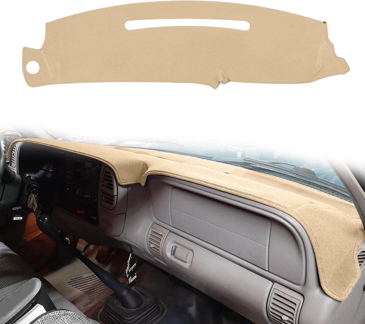 Dash Cover Custom Fit voor 1997-2000 Chevy Chevrolet/GMC C1500 C2500 C3500 K1500 K2500 K3500, 1997-1999 GMC Yukon/Chevy Tahoe, 1999-2000 Cadillac Escaladem, Dashboard Cover Mat Pad (Beige)