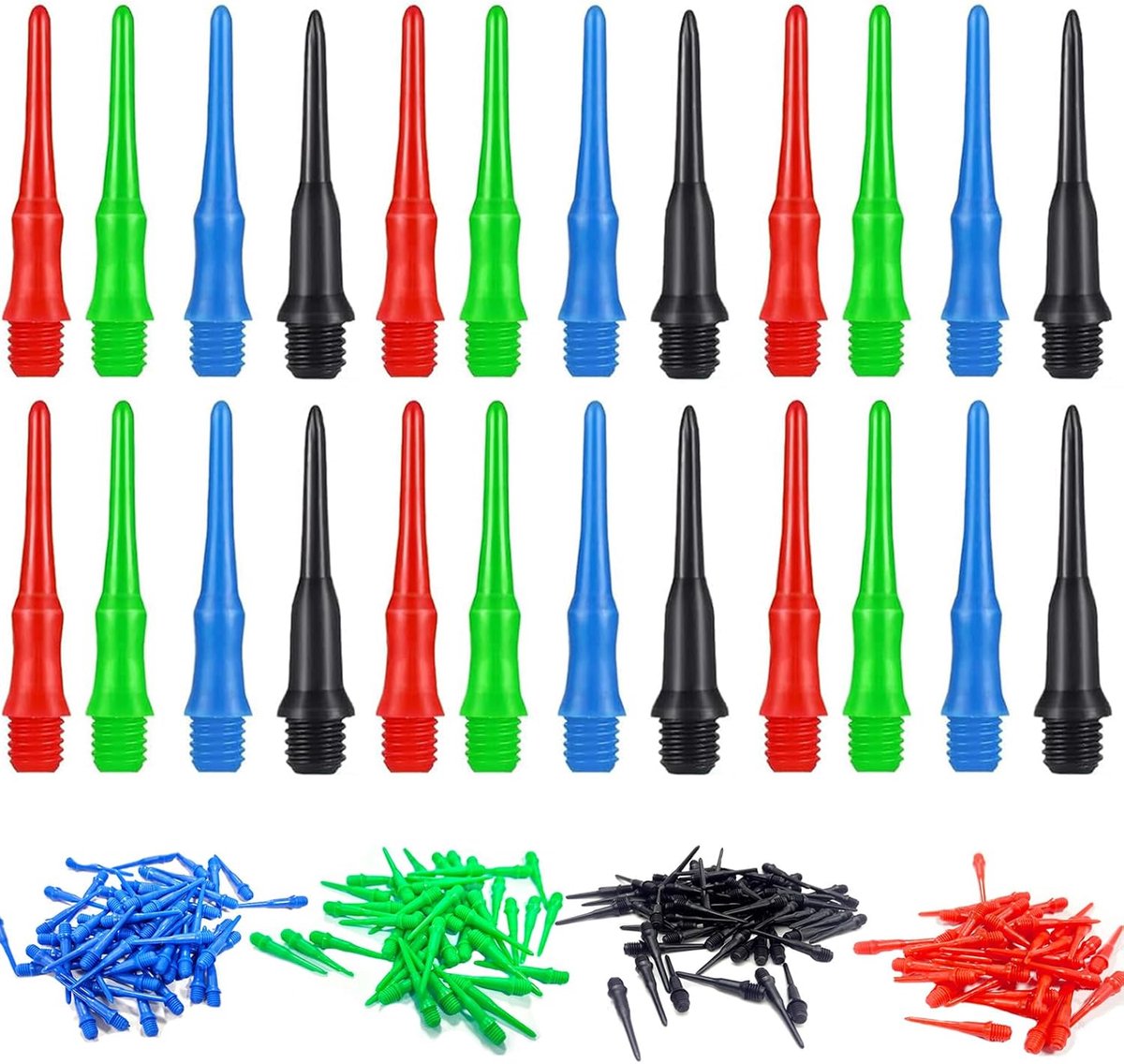 144 stuks dartpunten kunststof met 2BA schroefdraad, kunststof punt, dartpunten dart-rubberen O-ring dartpunten soft