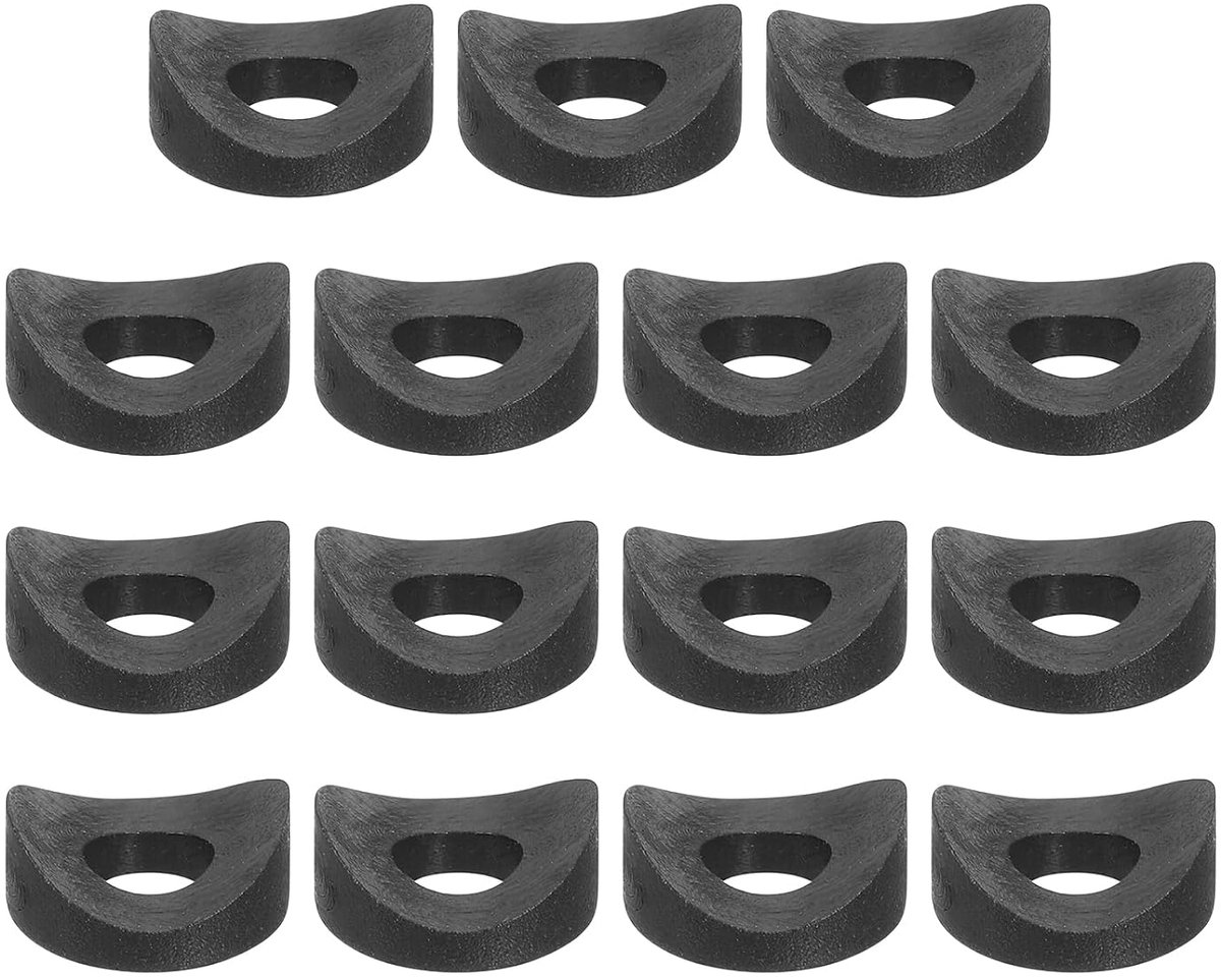 80 stuks ronde sluitringen van kunststof, 6 mm x 14 mm x 3 mm, zwart, concave sluitringen van PE, afstandhouder, bevestigingsvoorziening voor ronde buizen
