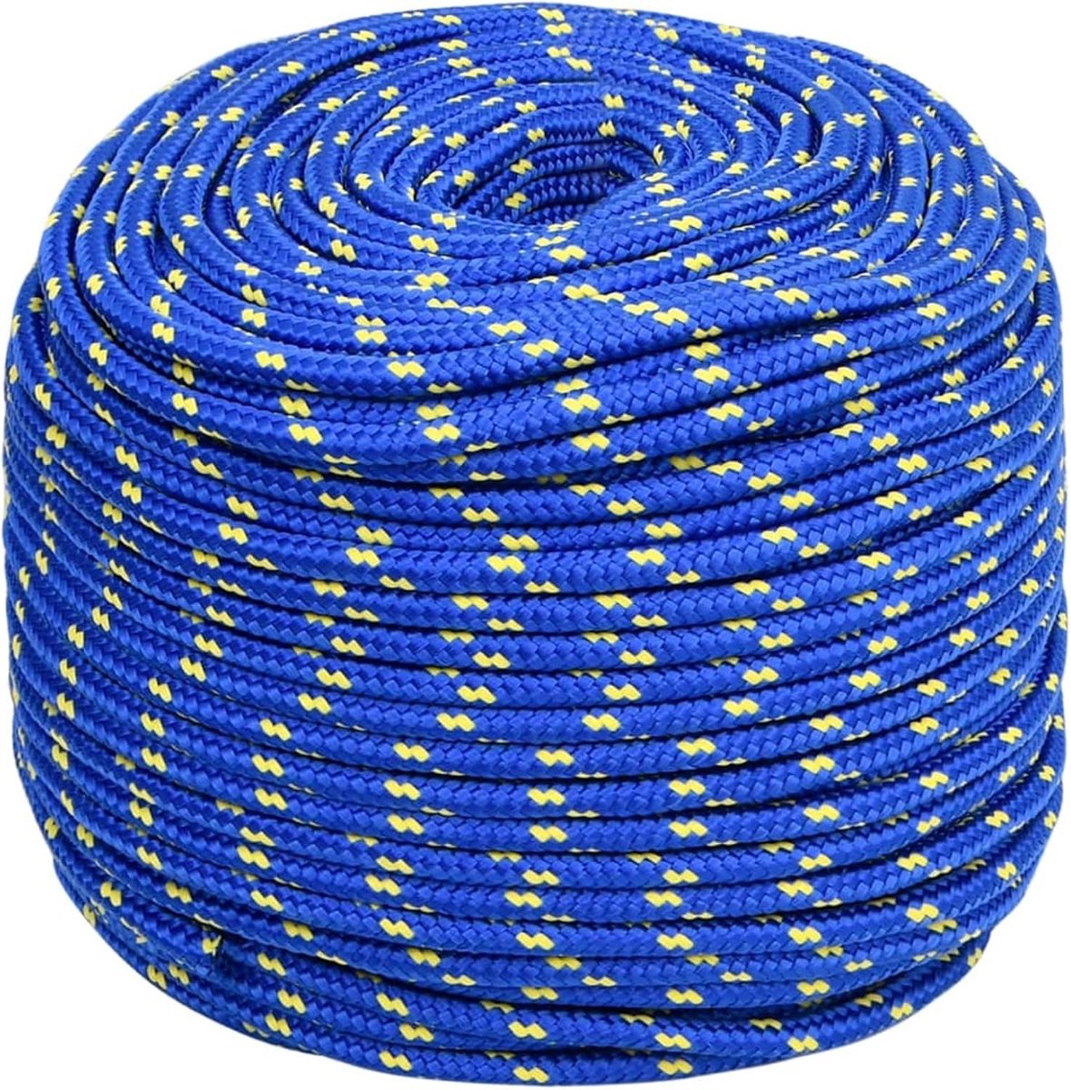 Boottouw, touw voor boten, ankerlijnen, aanzetter, polypropyleen touw, gevlochten lijn, blauw 8 mm, 25 m polypropyleen