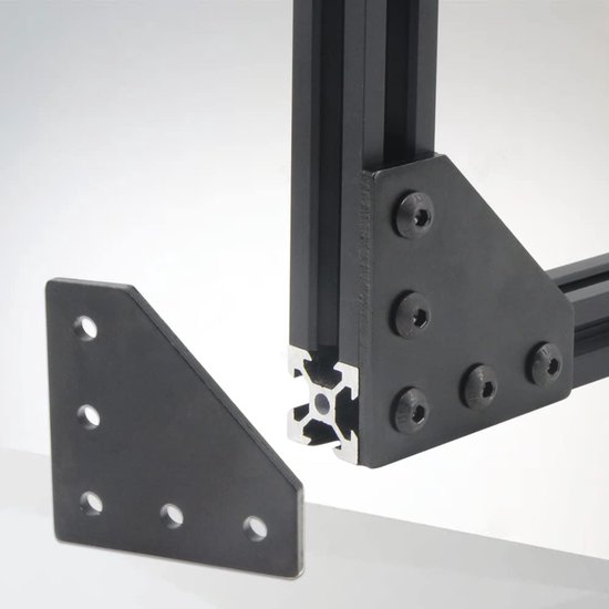 2020 hoekhouderplaat L-vorm 5 gaten 90 graden buiten verbindende plaat met M5 schroeven en T-moeren voor 20x20mm serie aluminium extrusieprofiel (zwart-2020 L-vorm) — afbeelding 3