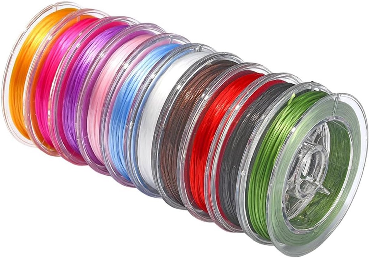 0.8mm 10 Spoelen Combinatie Gekleurde Rekbare Draad met Lood Type DIY Kralen Armband Draad