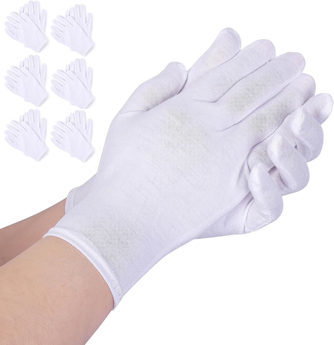 6 paar katoenen handschoenen, witte hydraterende handschoenen, dunne werkhandschoenen voor eczeem, stoffen handschoenen voor droge handen