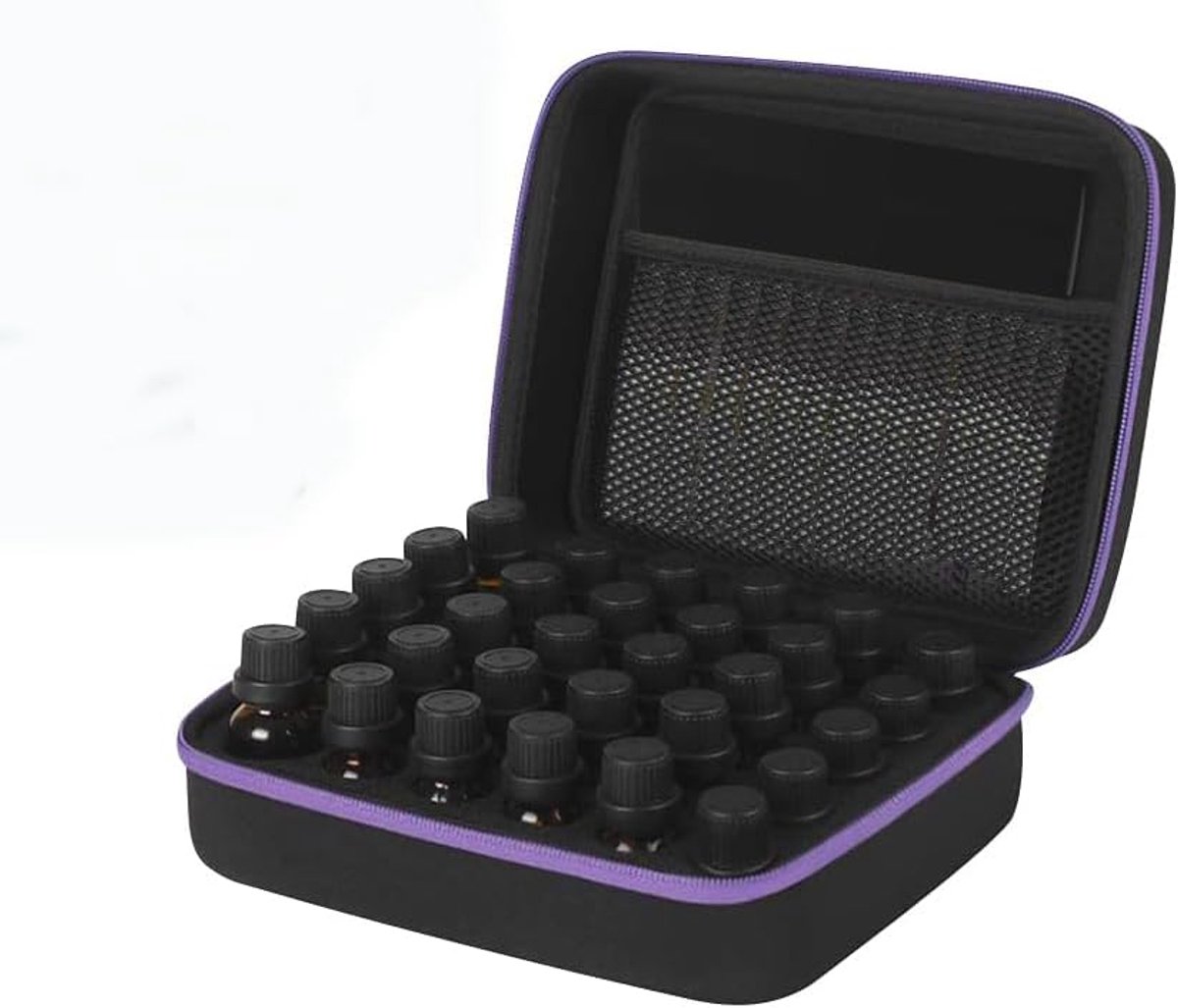 OlieOpbergdoos, 30 Grid Essentiële Oliën Case Handvat Draagtassen Waterdichte Draagbare Parfum Oliën Nagellak Opbergtas voor Essentiële Olie 5ml 10ml 15ml