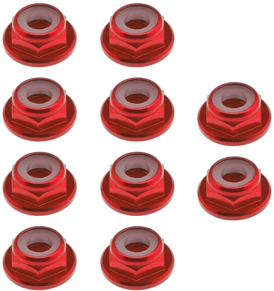 10Pcs M4 Flens Moeren Aluminium Nylon Insert Zelfslot Hex Moeren voor 1/10 Schaal RC Auto Truck Buggy Crawler Wielen Onderdelen Rood