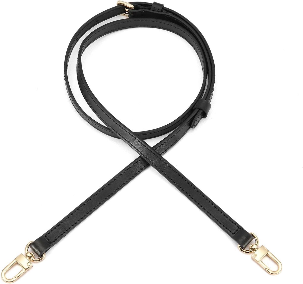 vervangende, verstelbare, zwarte handtasriem met metalen gouden haken voor kleine tas, crossbodytas, aktetas, koerierstas, schoudertas, portemonnee maken