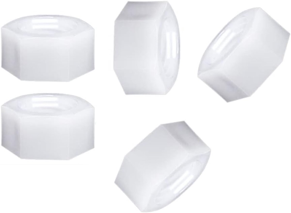 Zeskant Moer, Wit Nylon Zeskant Moeren M6 (40 stuks)