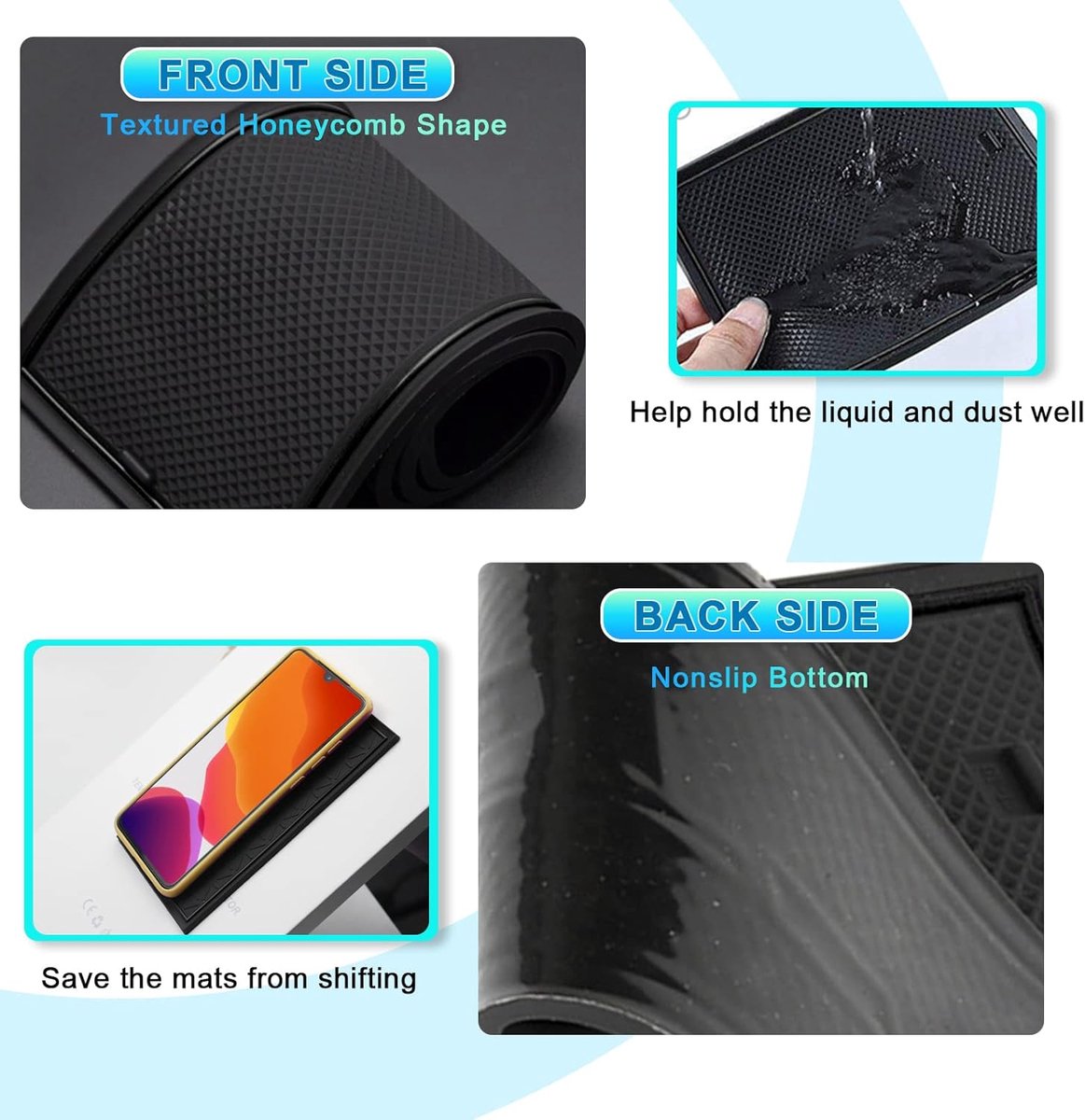 Rubbermatten Compatibel met Ford Fiesta mk7 VII 2008-2012 Middenconsole Antislip en anti-stof Bekerhouder Rubberen Mat Armleuning Opbergruimte Auto Interieur Accessoires (Zwart)
