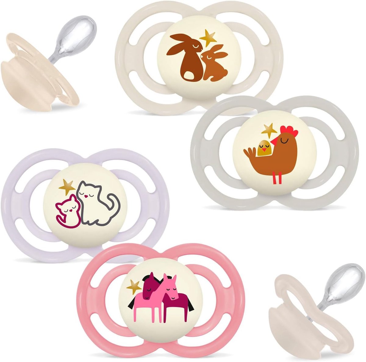 Babyartikel Perfect Night fopspeen, helder, 16 Mo+ // set van 4 // incl. Boxes