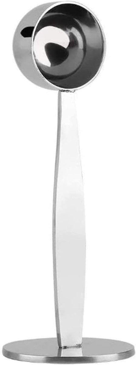 2 in 1 Koffie Schop Drukspuitlepel Roestvrijstaal Koffie Maatlepel Tweeërlei Doel Espresso Tamper Multifunctionele Lepelhouder Koffiegereedschap
