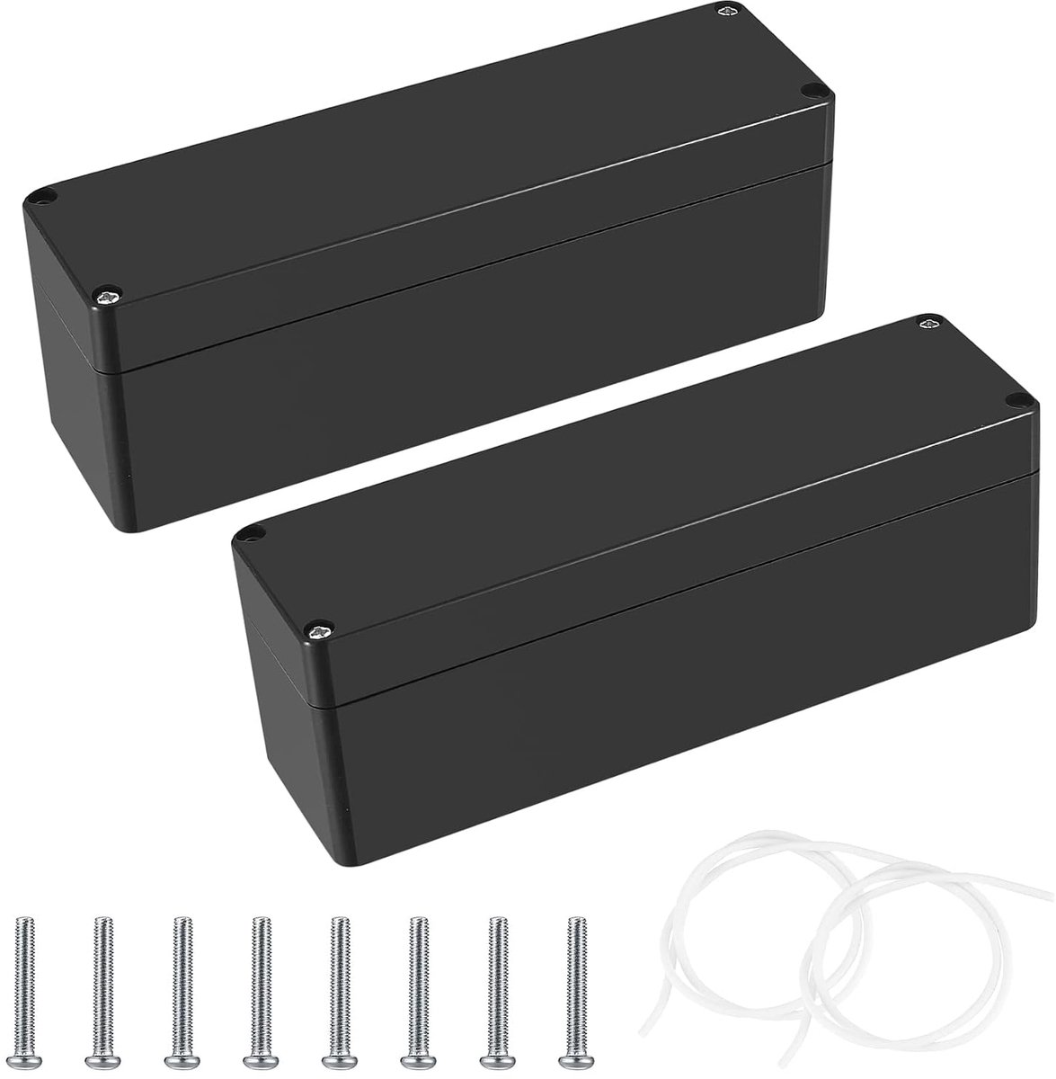 2-Pack Aansluitdoos IP65 Waterdicht, Elektronisch Kunststof Behuizing, Verdeeldoos, Montage aan de Wand, Grote Project Verbindingsbehuizing, Buitengebruik, Zwart / 160x45x55 mm