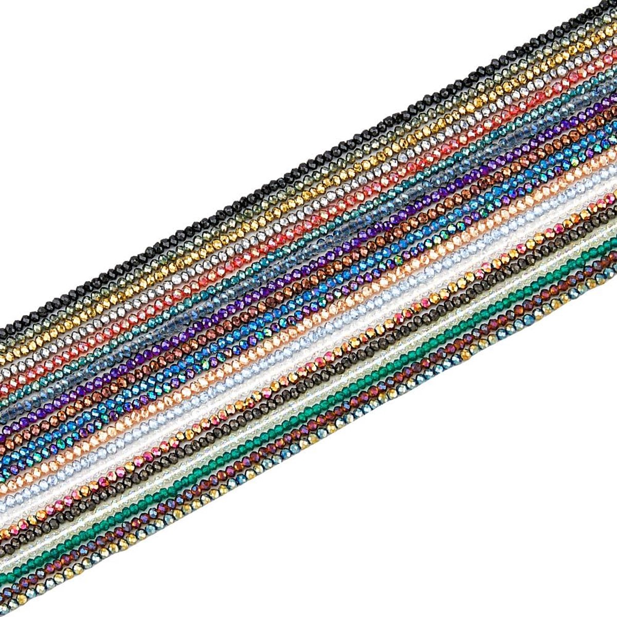 20 strengen, 19 kleuren, gegalvaniseerde glaskralen, 37 ~ 37,5 cm, facetgeslepen ronde glaskristalkralen, afstandhouders, assortiment voor het maken van sieraden