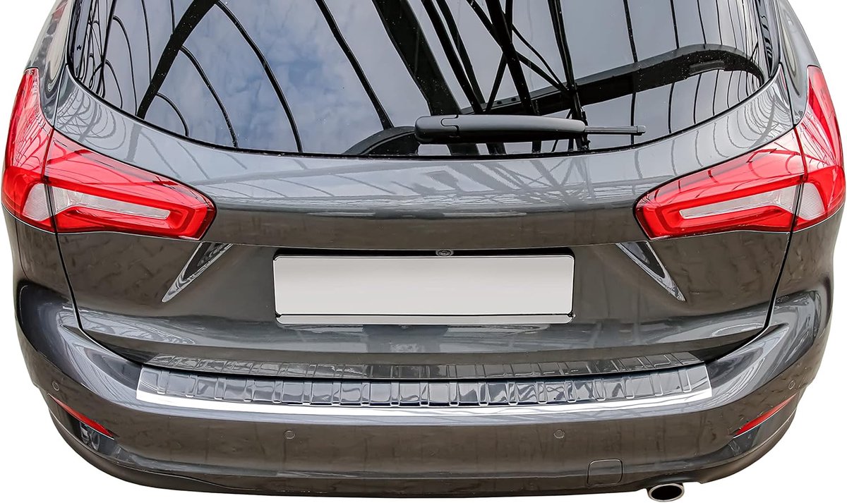 Bumperbescherming, compatibel met Ford Focus 4 toernooi, vanaf 2018, verchroomd roestvrij staal, bumperbescherming