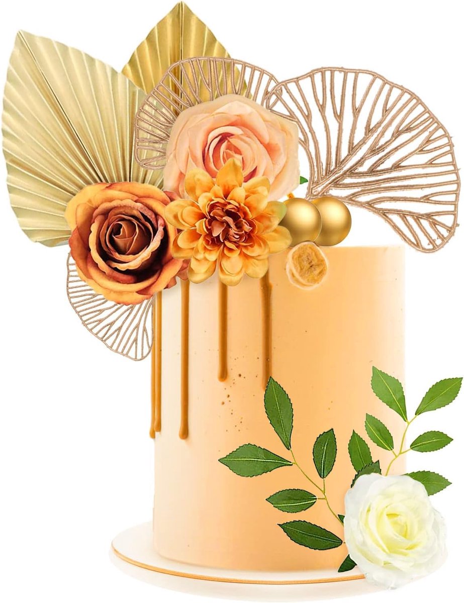taartdecoratie, bloemen, ballen, decoratie, palmbladeren, 11 stuks, voor mannen en vrouwen, doe-het-zelf, verjaardag, babyshower, bruid