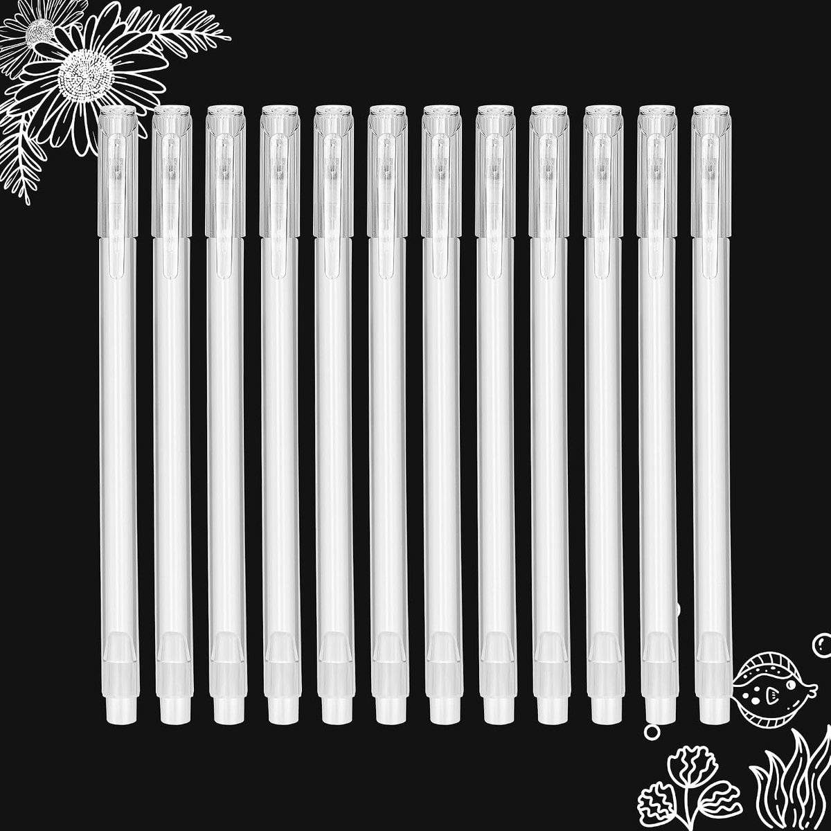 Witte pen gelpen fijn wit hoogtepunt voor zwart papier | Highlight, lichtinstelling, schetsstiften, 0,6 mm punt, voor tekenen, gastenboeken, schilderen, 12 stuks