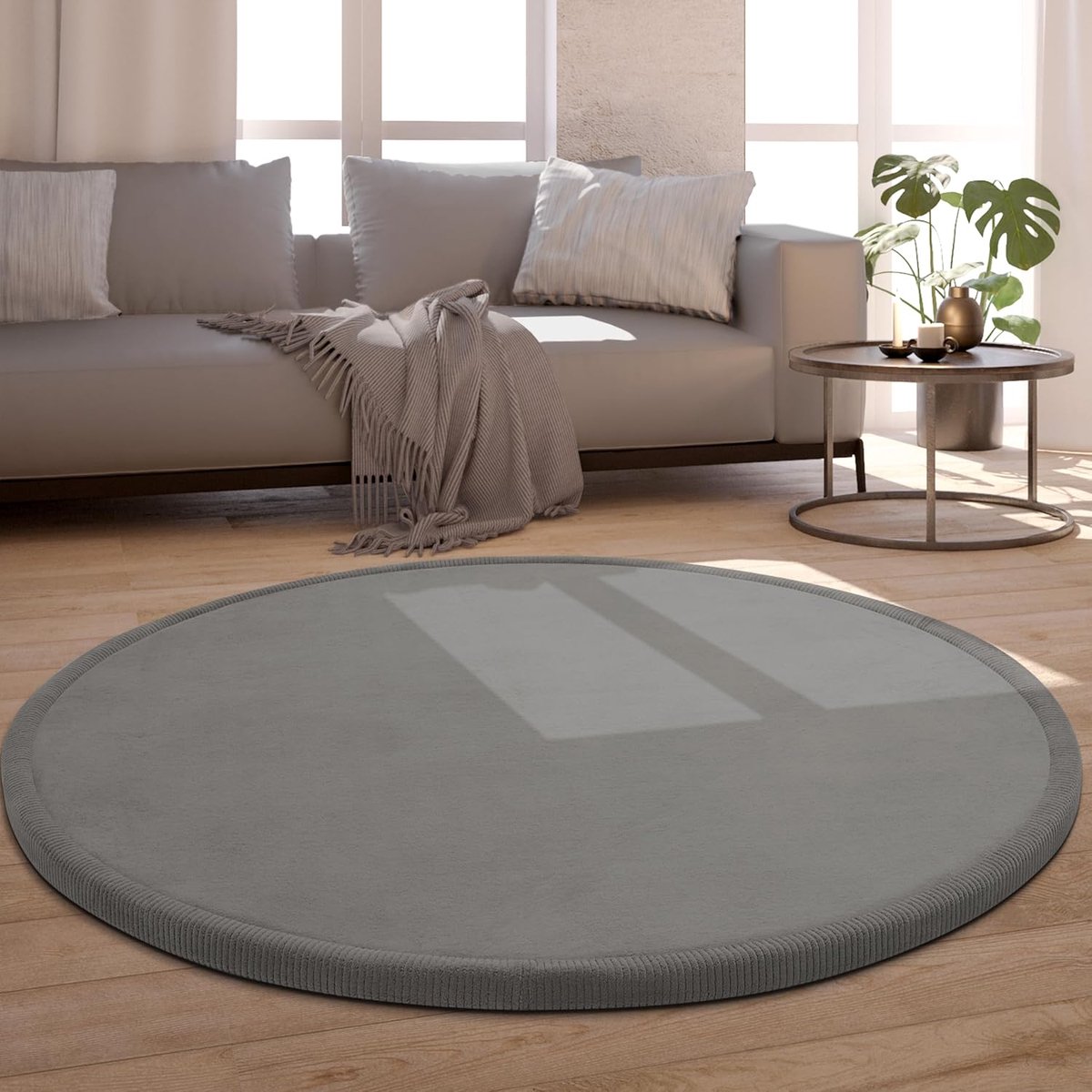 Home Tapijt Rond Voor Kinderen Vloerkleed Kinderkamer Zacht Antislip Modern, Maat:Ø 120 cm rondje, Kleur:Grijs