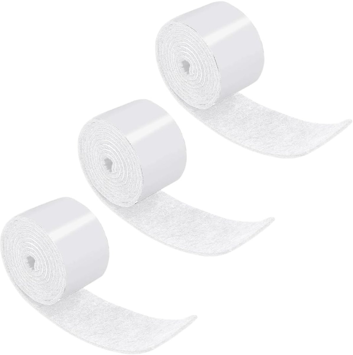 3 rollen vilt, zelfklevend, beschermt je meubels en houten vloeren, vrij op maat gesneden in elke maat, anti-drapant viltstickers, 100 x 2 cm, wit
