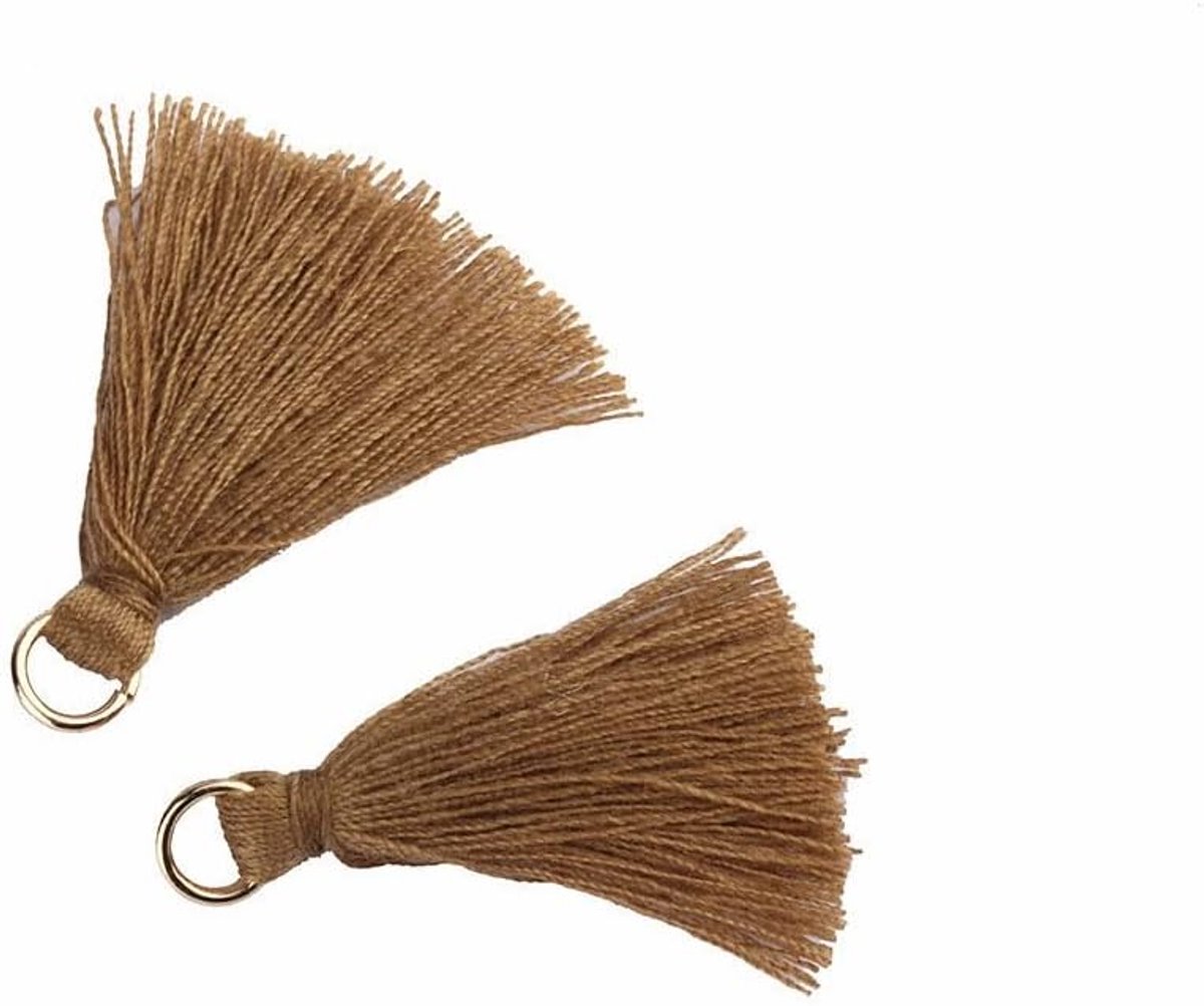 Kwastjes, 3 cm, handgemaakte katoenen kwastjes, hangers voor doe-het-zelf handwerk, sieraden, souvenir accessoires, sleutelhanger, bladwijzer, armbanden, bruin